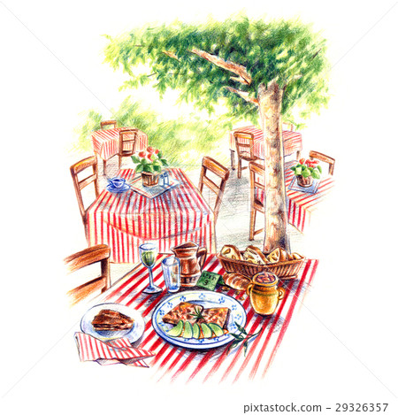 Comfortable Garden Restaurant Stock Illustration 29326357 Pixta