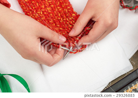 sewing accessories top view, seamstress workplace 29326883