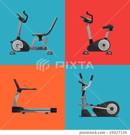 Gym sports equipment icons set. 29327134