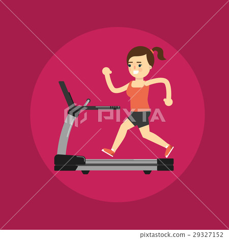 Girl running on treadmill. Active lifestyle Girl running on treadmill. Active lifestyle 29327152