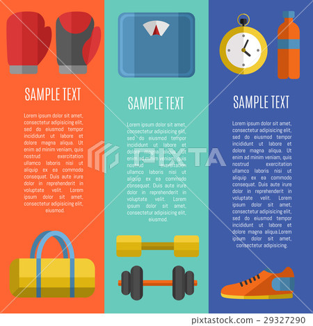 Fitness and a healthy lifestyle banners set 29327290
