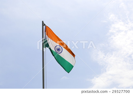 National flag of India on a flagpole National flag of India on a flagpole 29327700