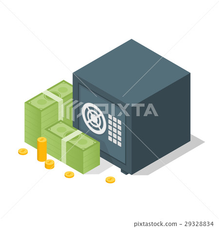 Bank safe with money dollar stacks. Safe open with 29328834