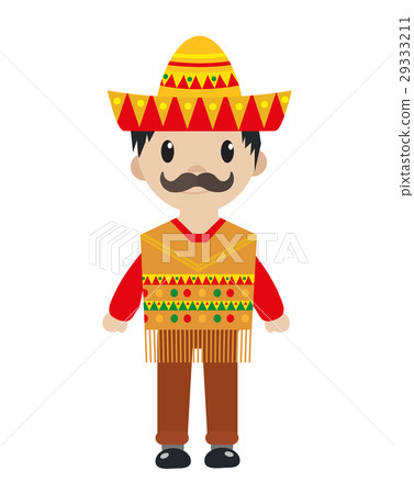 Mexican in a traditional suite icon flat, cartoon Mexican in a traditional suite icon flat, cartoon 29333211