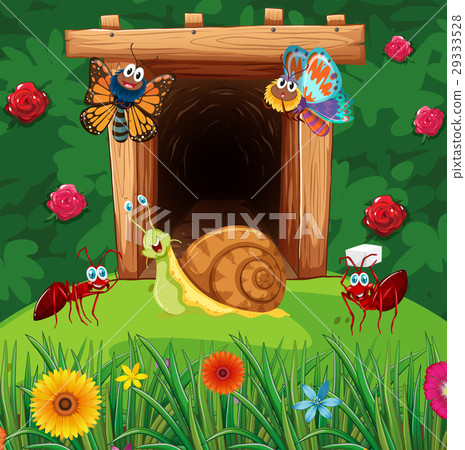 Many insects in front of tunnel 29333528