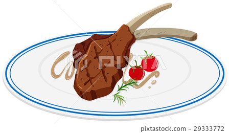 Lamb chop and tomatoes on plate Lamb chop and tomatoes on plate 29333772