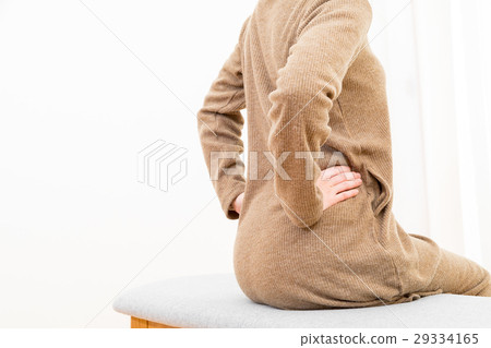 Back pain Lumbar pain Negative image Female Portrait 20's 30's Back pain Lumbar pain Negative image Female Portrait 20's 30's 29334165