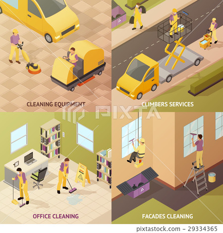 Isometric Industrial Cleaning Concept Isometric Industrial Cleaning Concept 29334365