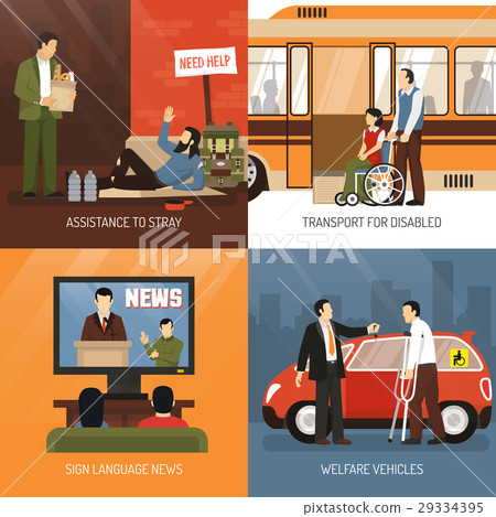 Disabled People Concept Icons Set 29334395