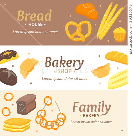 Cartoon Color Bakery Banner Card Horizontal Set 29336579
