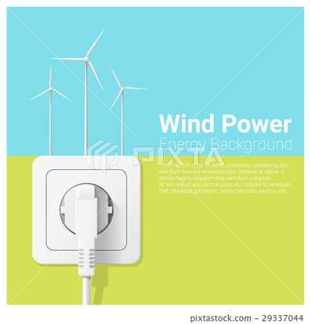 Green energy with wind turbine and electric plug 29337044