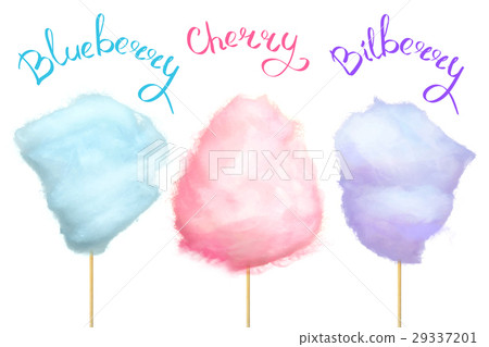 Berry-Flavored Cotton Candy on Stick Illustration 29337201