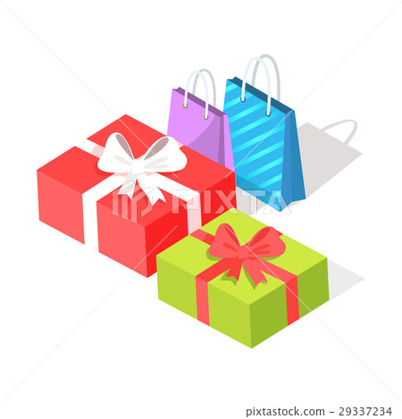 Gift Boxes and Shopping Bags Isolated Illustration 29337234