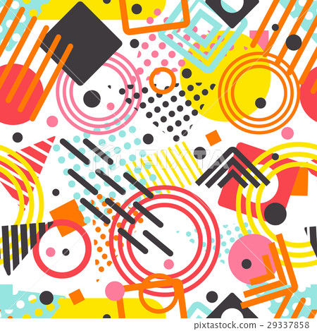 Memphis pattern with geometric shapes. 29337858