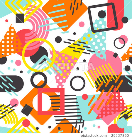 Memphis pattern with geometric shapes. 29337860