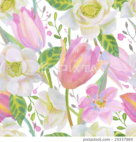Floral Seamless Pattern - Stock Illustration [29337869] - PIXTA