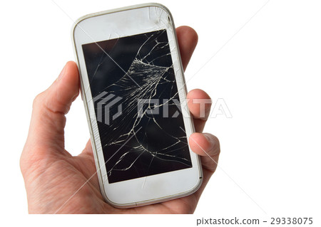 Hands holding broken mobile smartphone, isolated Hands holding broken mobile smartphone, isolated 29338075
