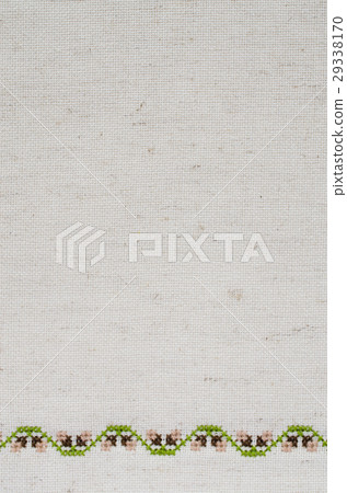 Texture of Beige Linen Fabric with Embroidery. Texture of Beige Linen Fabric with Embroidery. 29338170