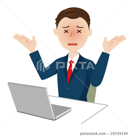 Businessman desk work 29339194