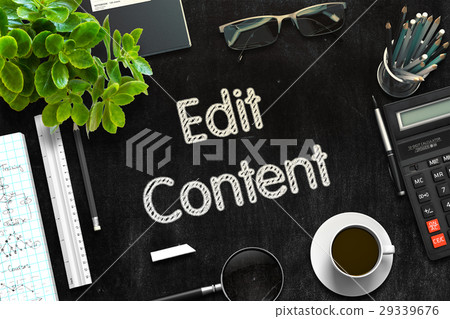Edit Content - Text on Black Chalkboard. 3D Edit Content - Text on Black Chalkboard. 3D 29339676