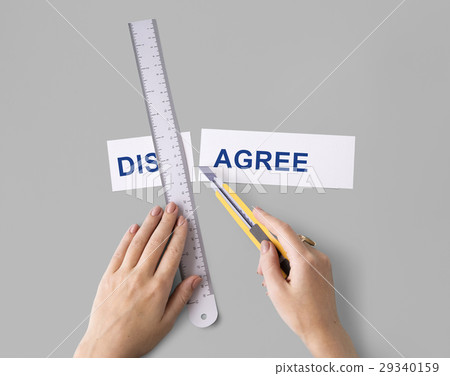 Disagree Argument Hands Cut Word Split Concept 29340159
