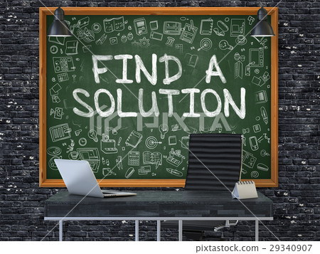 Find a Solution - Hand Drawn on Green Chalkboard 29340907