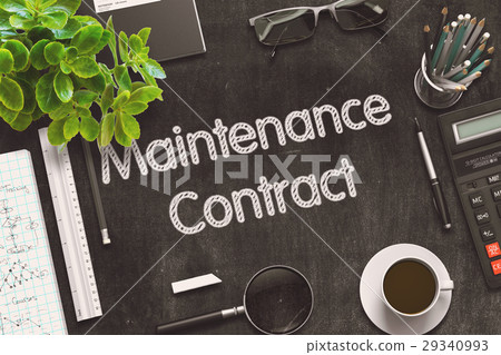 Black Chalkboard with Maintenance Contract. 3D 29340993