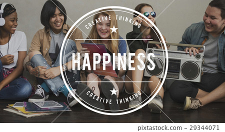 Happiness Vintage Vector Graphic Concept Happiness Vintage Vector Graphic Concept 29344071