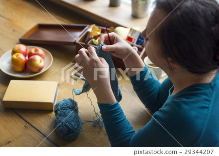 Woman Knitting Handicraft Hobby Homemade Woman Knitting Handicraft Hobby Homemade 29344207