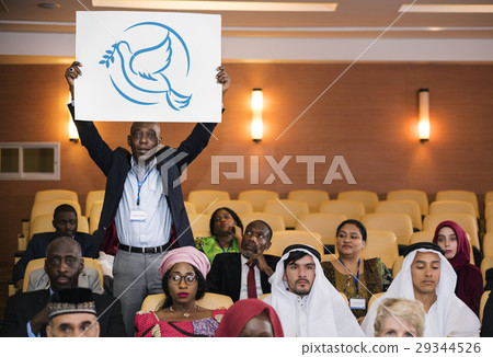 Diverse People Show Peace Board Placard Diverse People Show Peace Board Placard 29344526