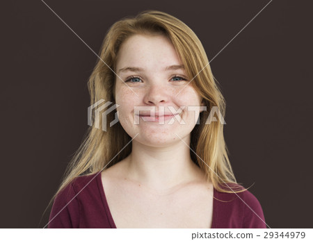 Caucasian Freckles Girl Smiling Portrait Caucasian Freckles Girl Smiling Portrait 29344979