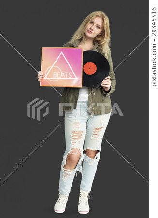 Woman Smiling Happiness Vinyl Music Record 29345516