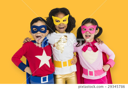 Superhero Kids Together Cheerful Concept 29345786