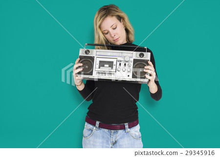 Caucasian Lady Jukebox Music Concept Caucasian Lady Jukebox Music Concept 29345916