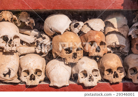 Pile of human skulls. Pile of human skulls. 29346001