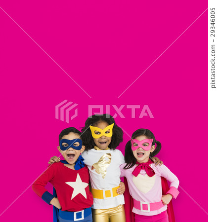 Superhero Kid Smiling Friendship Togetherness 29346005