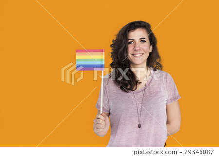 Caucasian Lady Holding LGBT Flag Concept Caucasian Lady Holding LGBT Flag Concept 29346087