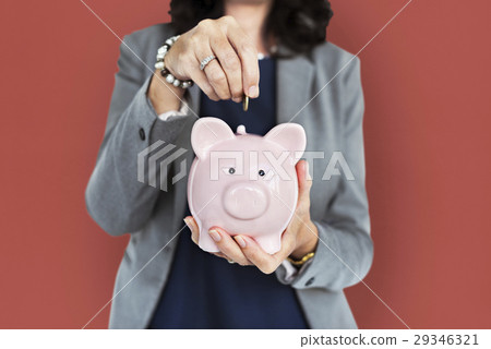 Business Woman Piggy Bank Business Woman Piggy Bank 29346321