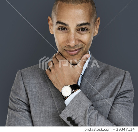 African Descent Business Man Smirk Concept 29347134