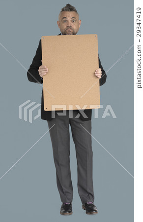 Caucasian Business Man Holding Board 29347419