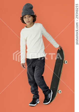 Caucasian Little Boy Adorable Skateboarding 29348255