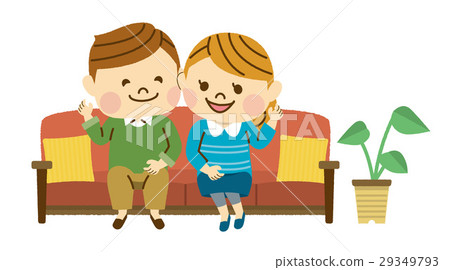 Men and women sitting on the sofa Men and women sitting on the sofa 29349793