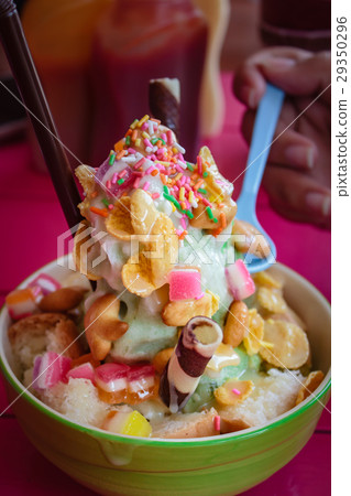 Shaved ice, thai style dessert. Shaved ice, thai style dessert. 29350296