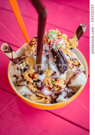 Shaved ice, thai style dessert. 29350297