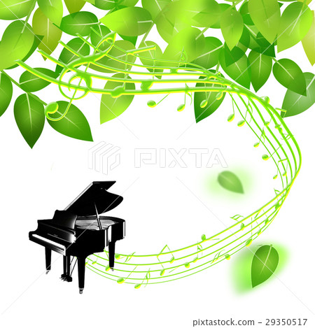 Piano, young leaves, music, musical score, musical instrument, sheet music 29350517