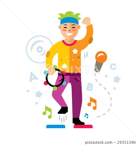 Man in karaoke club. Flat style colorful Vector Man in karaoke club. Flat style colorful Vector 29351390