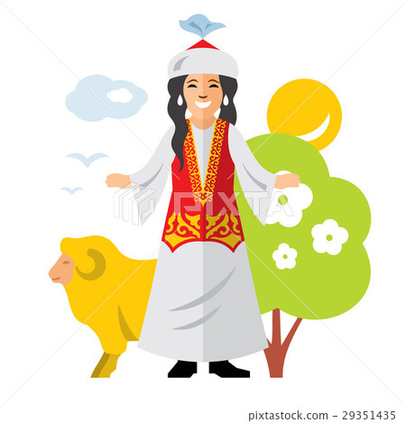 Vector Kazakh Woman. Historical clothes Kazakhstan Vector Kazakh Woman. Historical clothes Kazakhstan 29351435
