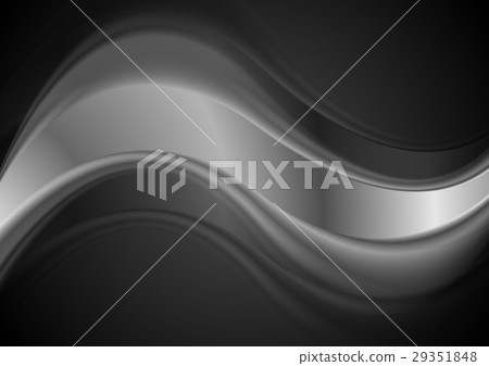 Abstract silver wave on black background - Stock Illustration [29351848 ...