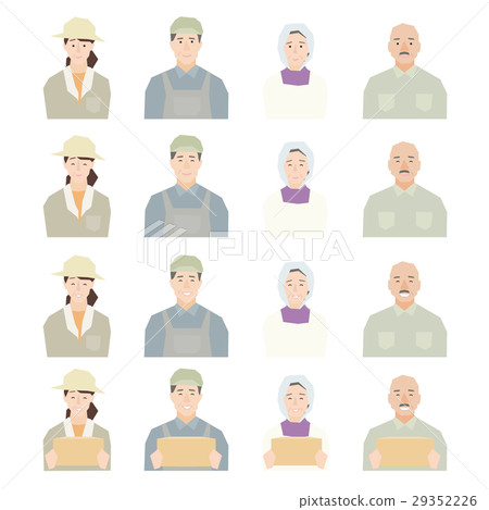 Illustration image of facial expressions of working senior such as farmers · livestock livestock producers etc. 29352226