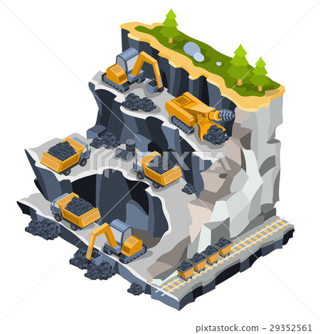 Vector isometric illustration coal mining quarry Vector isometric illustration coal mining quarry 29352561